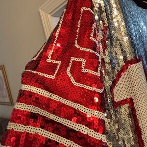 Red and Silver Sequin Top